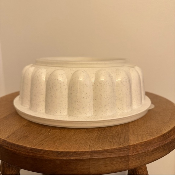 Vintage Tupperware Jel Ring Mold 3 Piece Set Speckled Gray Jello Salad Dessert - Picture 2 of 8